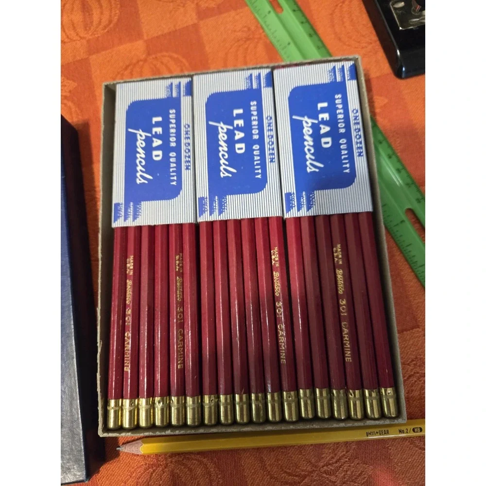 Vintage 70s Restaco Pencils  Original Box 3 Doz Old Stock Props Red 30 Total